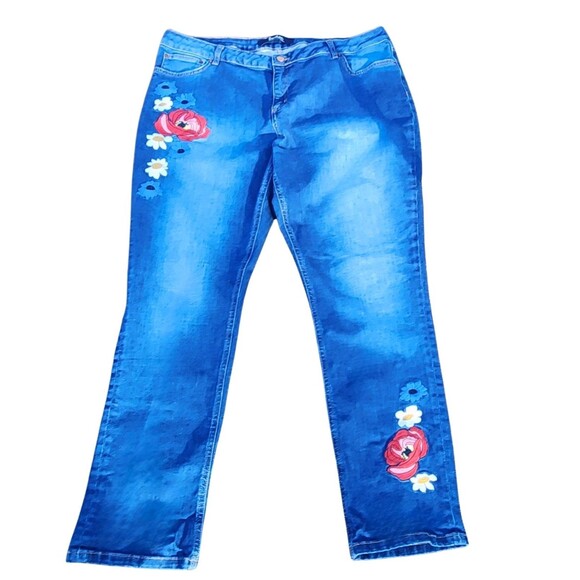 Boden The Cavendish Girlfriend Ankle Jeans Embroidered Artisan UK 20R US 16 R - Picture 7 of 16